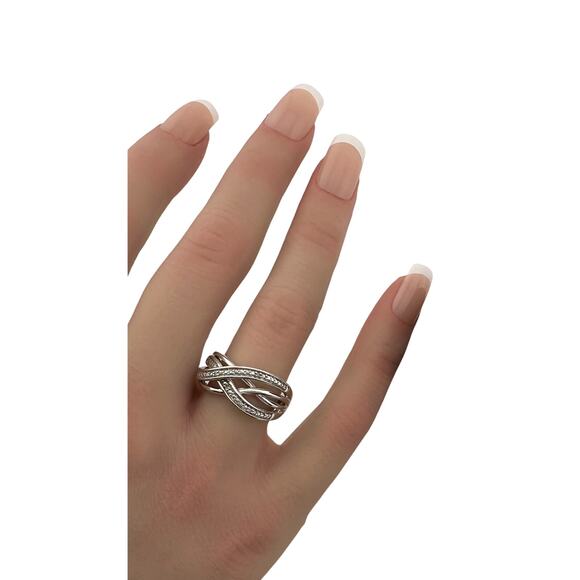 Beautiful Braided Strands Ring with Diamond Accent Size 7 - Picture 2 of 16